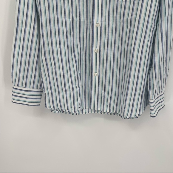 Tommy Bahama Linen Blend Striped Mens Long Sleeve Button flip cuff Shirt Size M - Picture 3 of 11